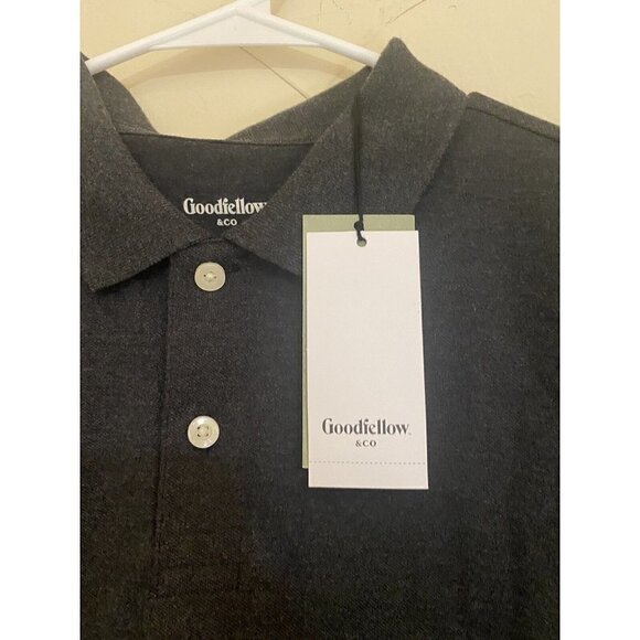 Goodfellow Mens Polo Shirt Size Large Railroad Gray Collared Short Sleeve New - Picture 14 of 15